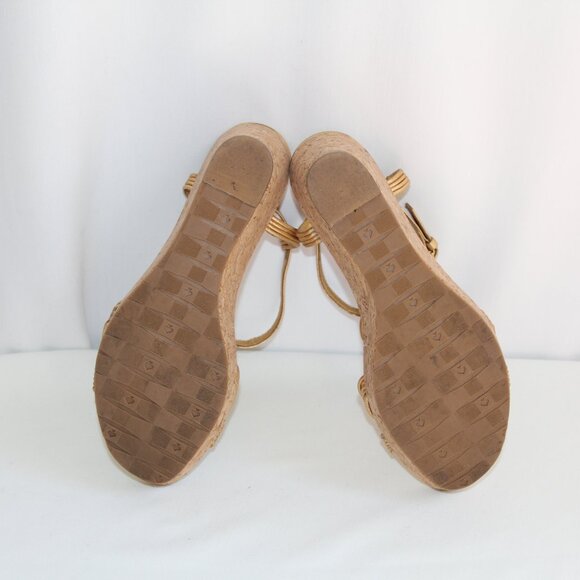 Kate Spade Gold Leather Wedge Sandals Size 6. Gold Metallic Leather Braided - Picture 5 of 7